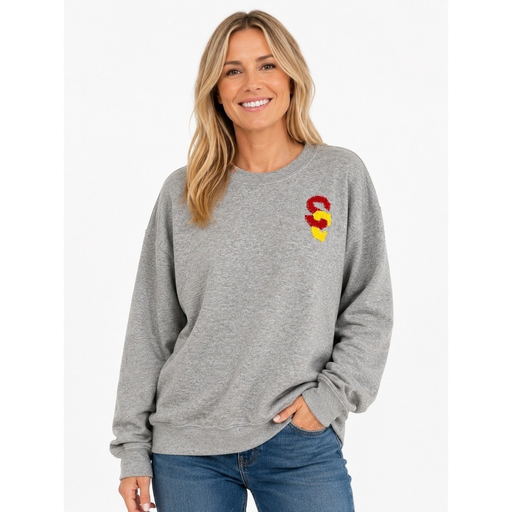 Gildan | Heavy Blend USC Custom Stitched Crewneck Sweatshirt Gray Red Yellow | M